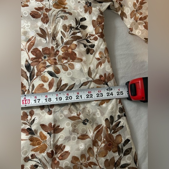 Susan Graver Petite Sheer Floral Woven Clip Dot Button Front Tunic XLP - Picture 8 of 15